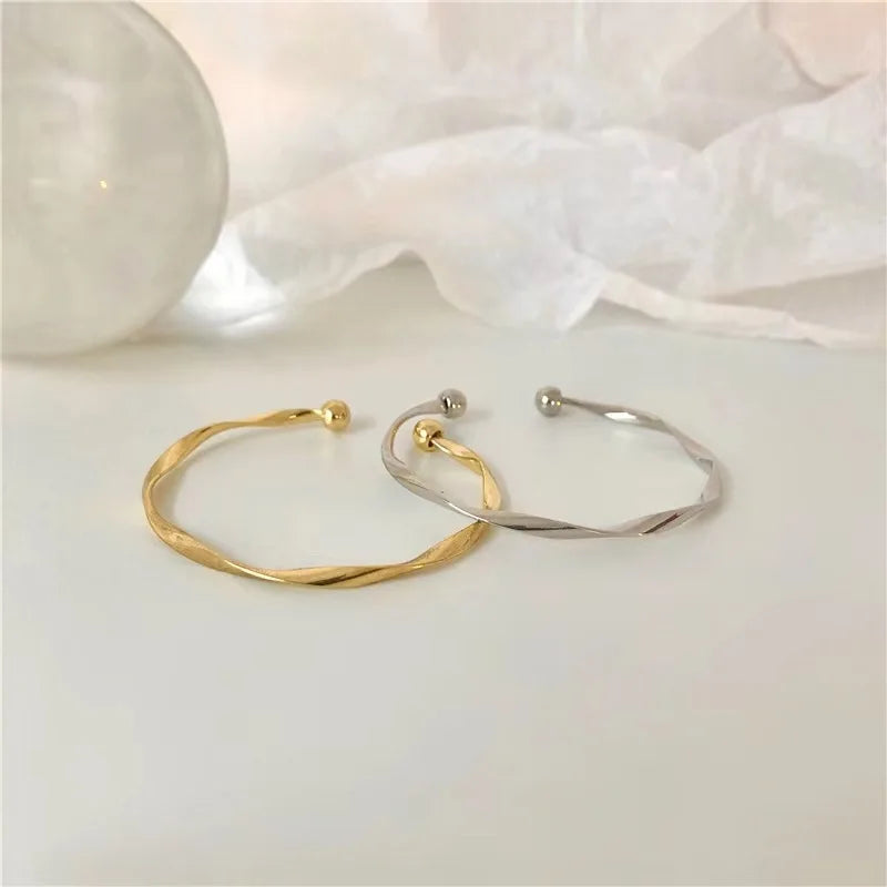 Irregular Twist Open Cuff Bangle Bracelet