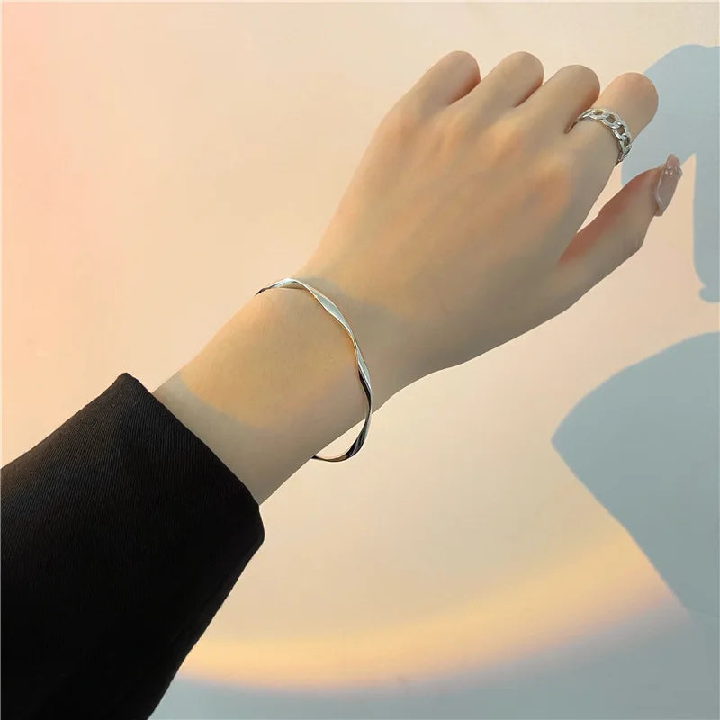 Irregular Twist Open Cuff Bangle Bracelet