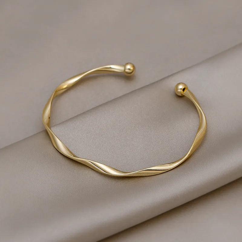 Irregular Twist Open Cuff Bangle Bracelet