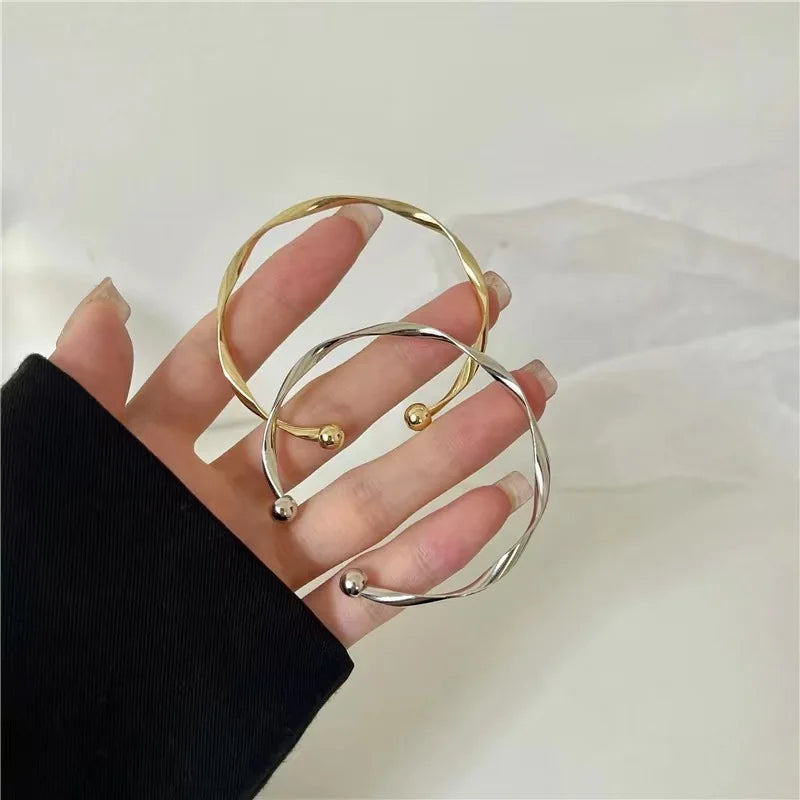 Irregular Twist Open Cuff Bangle Bracelet