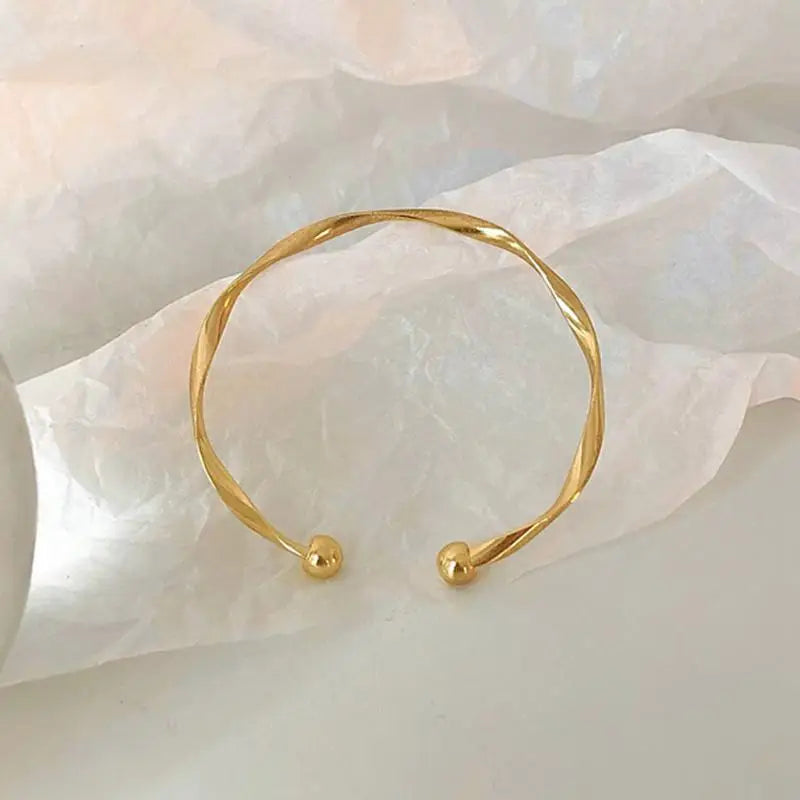 Irregular Twist Open Cuff Bangle Bracelet